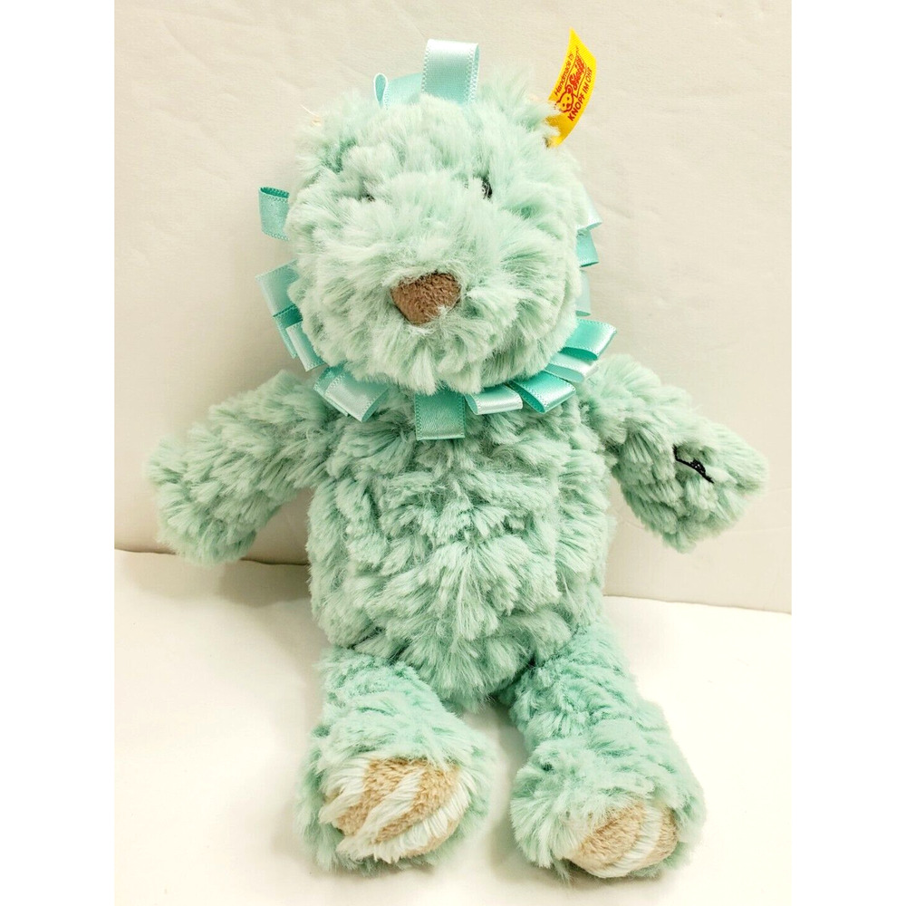 Steiff Plush Stuffed Animal Pawley Lion Baby Toy Green 8" Soft Ear Tag Cute Love